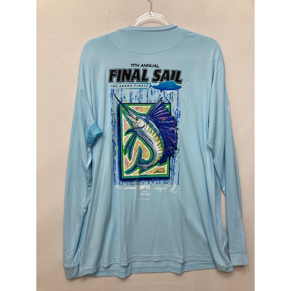 New Pelagic Fishing Shirt XL Blue AquaTek Final Sail Raymarine Long Sleeve Tee